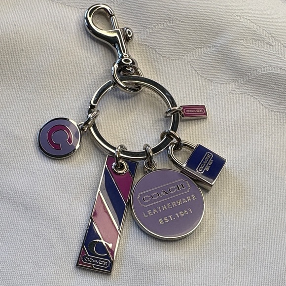 Coach Accessories - Coach Purple Enamel Logo Charm Keyring